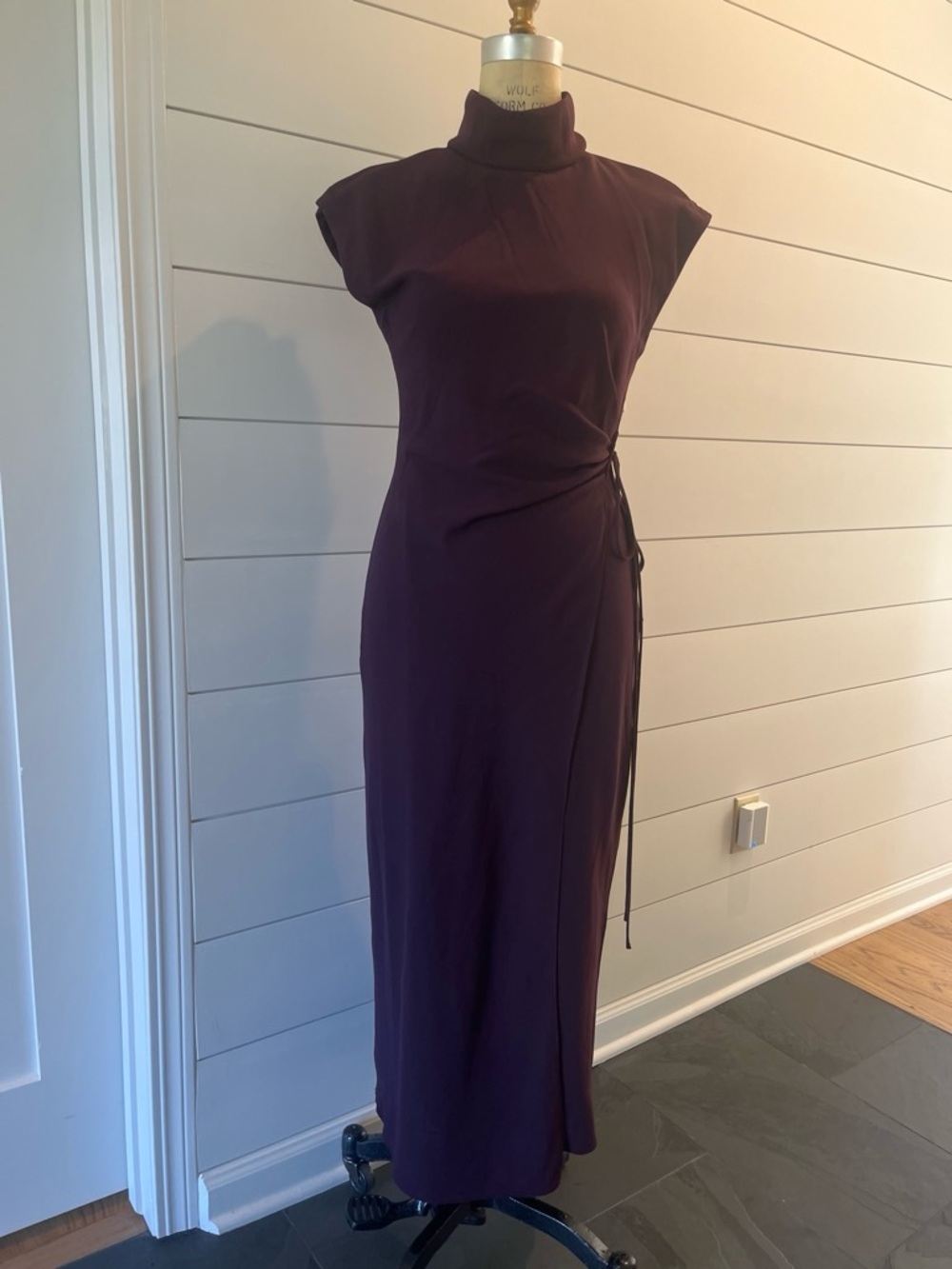 Mango Plum High-Neck Maxi Dress